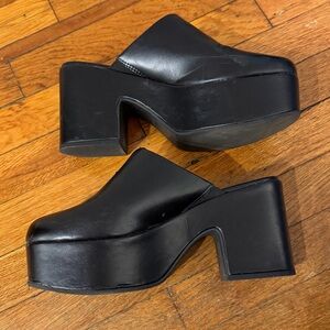 a new day Black Chunky Platform Mules, size 9.5